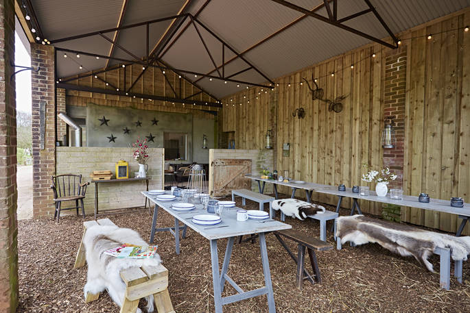 The communal barn - the perfect place for a pizza night!