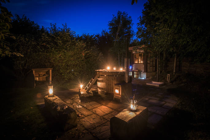 Stargaze from the private wood-fired hot tub at The Secret Garden in Hertfordshire