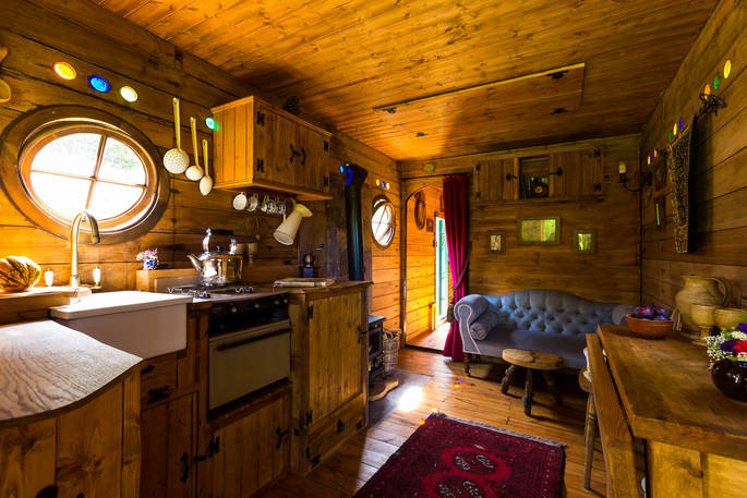 The cosy and colourful interiors of the Hobbit Box in Suffolk