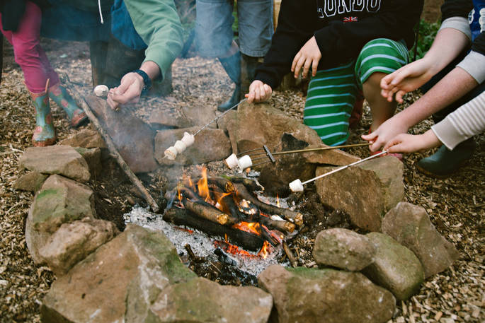 Toast marshmallows over an open fire at Penhein Glamping in Monmouthshire