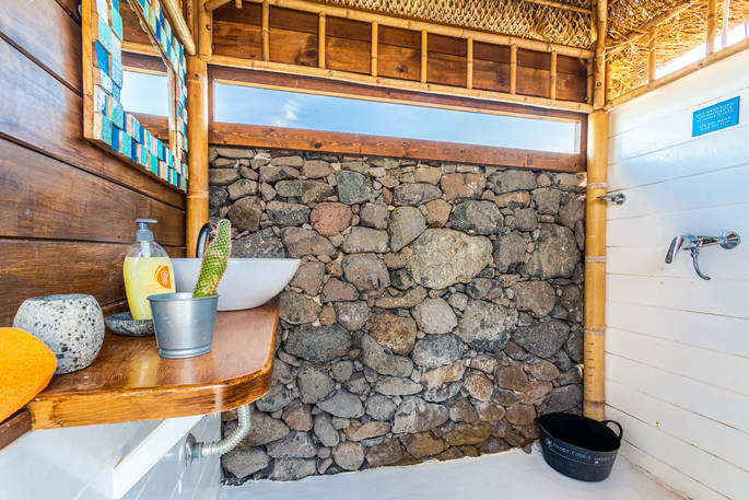 Eco Beach Yurts shower room, glamping, Finca de Arrieta, Haría, Lanzarote, Spain