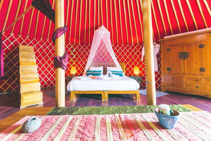 Eco Luxury Yurt Suite bed, glamping, Finca de Arrieta, Haría, Lanzarote, Spain